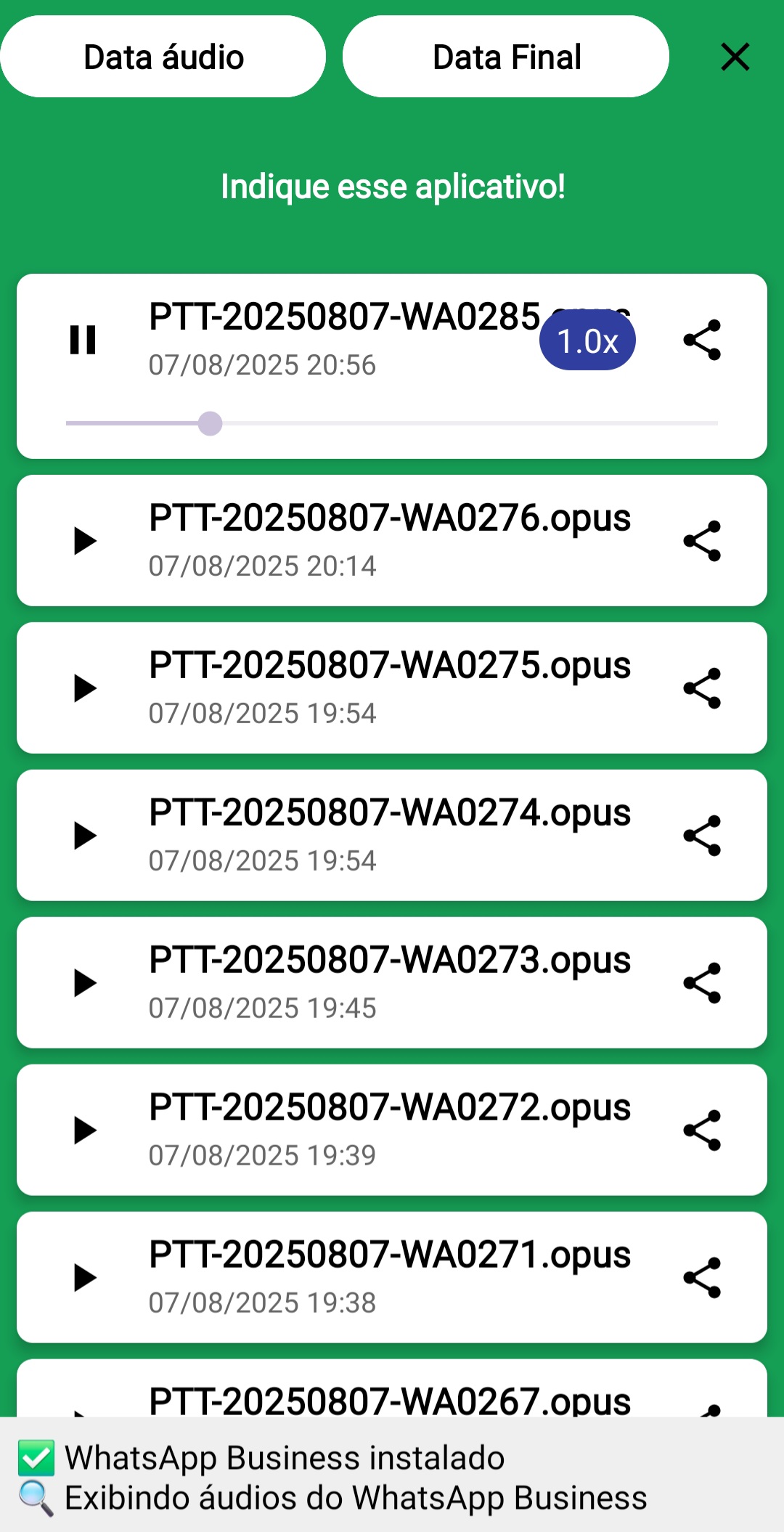 Captura de tela do aplicativo OuviZap 2 - Busca Avançada